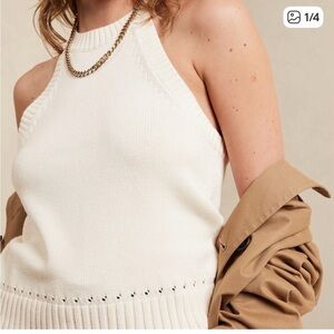 Banana Republic Cream Ribbed Knit Top
